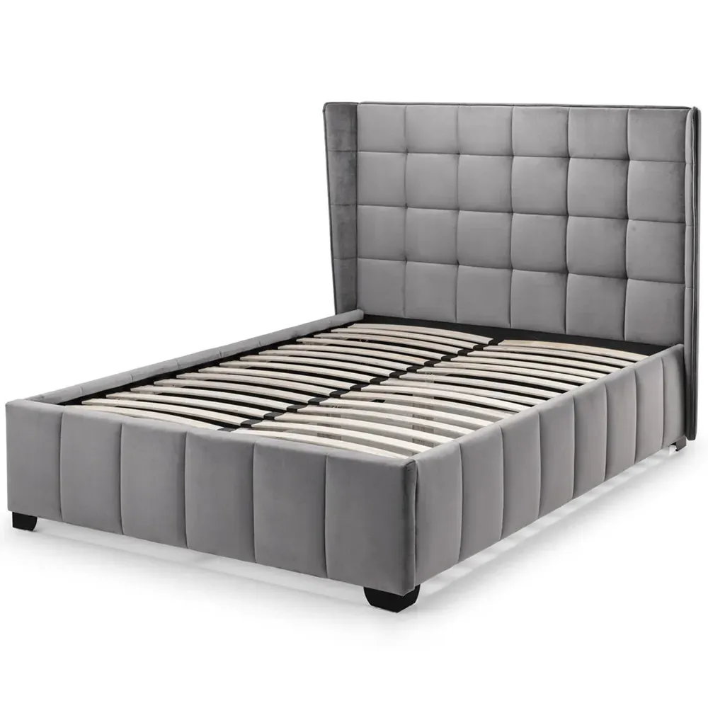 Gatsby Double Bed Frame - Grey, Velvet