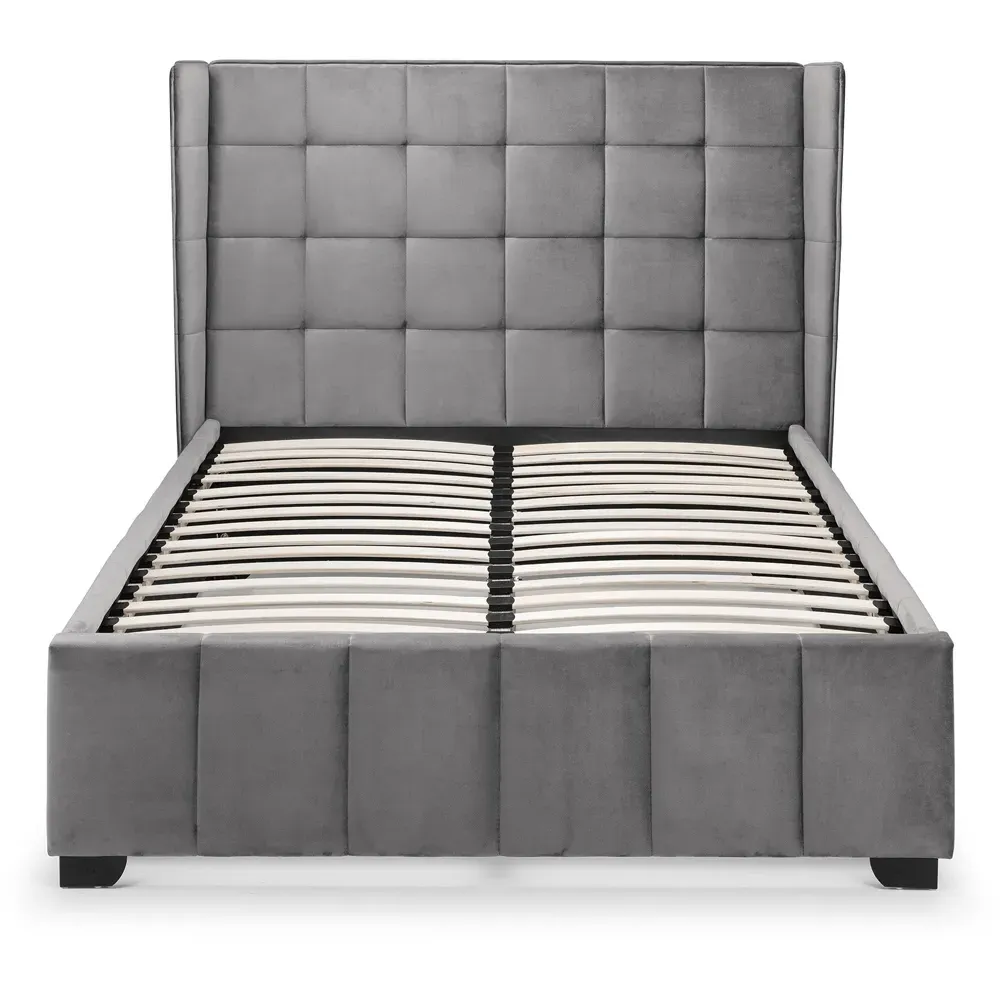 Gatsby King Size Bed Frame - Grey, Velvet