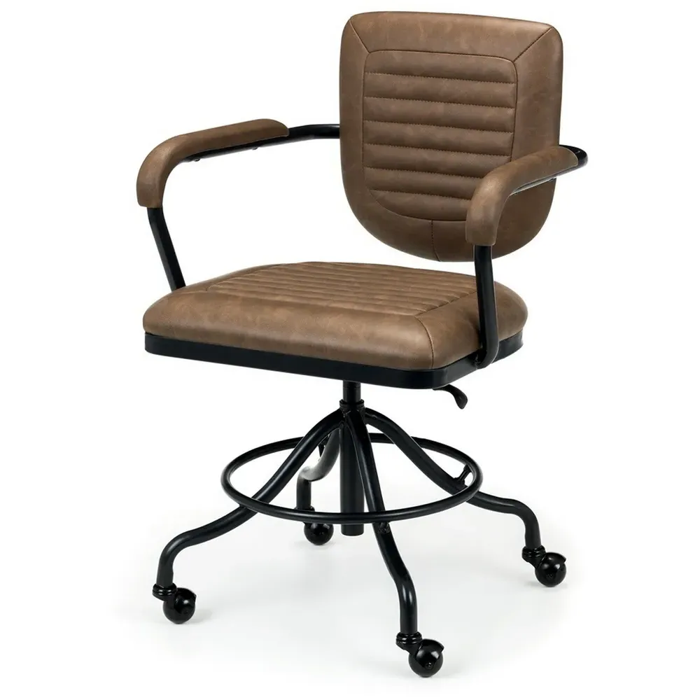 Gehry Swivel Office Chair with Adjustable Height - Brown, Faux Leather