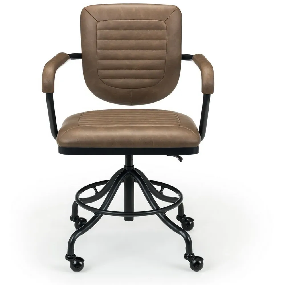 Gehry Swivel Office Chair with Adjustable Height - Brown, Faux Leather