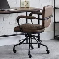 Gehry Swivel Office Chair with Adjustable Height - Brown, Faux Leather