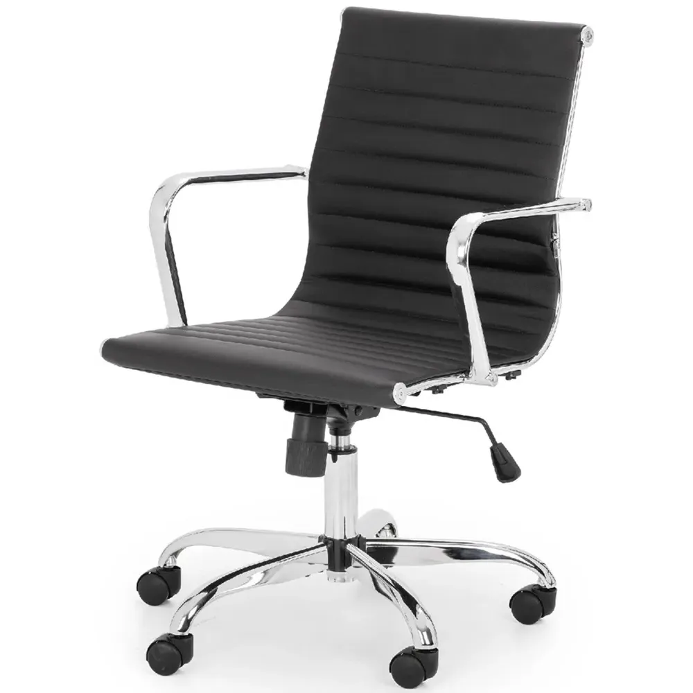 Gio Swivel Office Chair with Adjustable Height - Black, Faux Leather