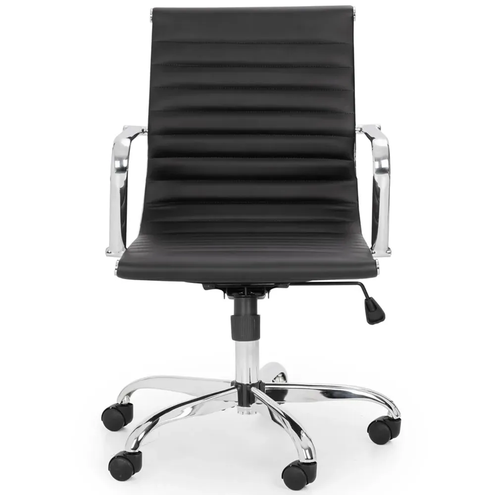 Gio Swivel Office Chair with Adjustable Height - Black, Faux Leather