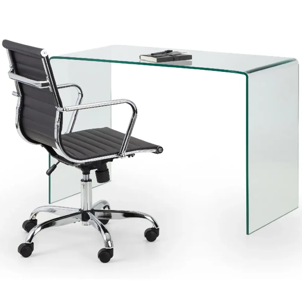 Gio Swivel Office Chair with Adjustable Height - Black, Faux Leather