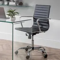 Gio Swivel Office Chair with Adjustable Height - Black, Faux Leather