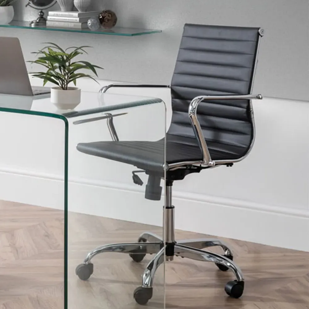 Gio Swivel Office Chair with Adjustable Height - Black, Faux Leather image