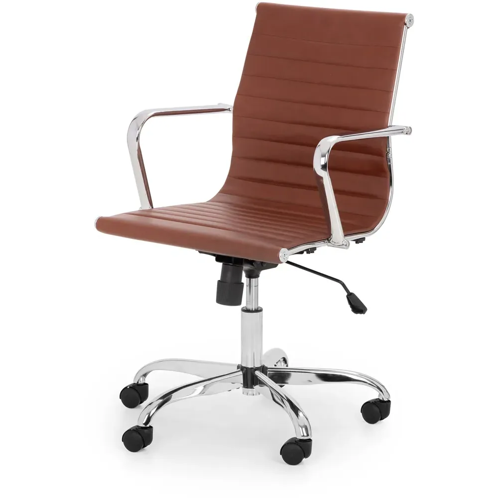 Gio Swivel Office Chair with Adjustable Height - Brown, Faux Leather