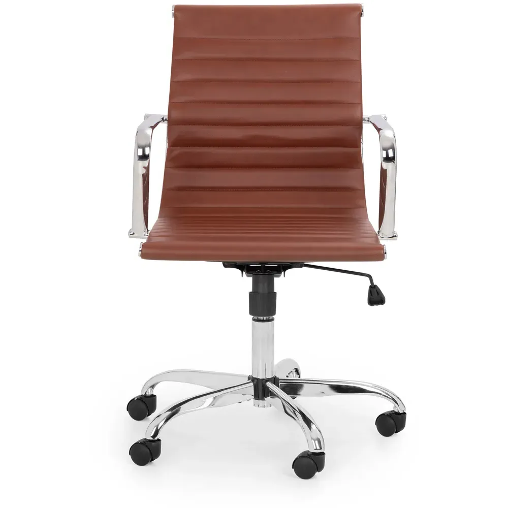 Gio Swivel Office Chair with Adjustable Height - Brown, Faux Leather