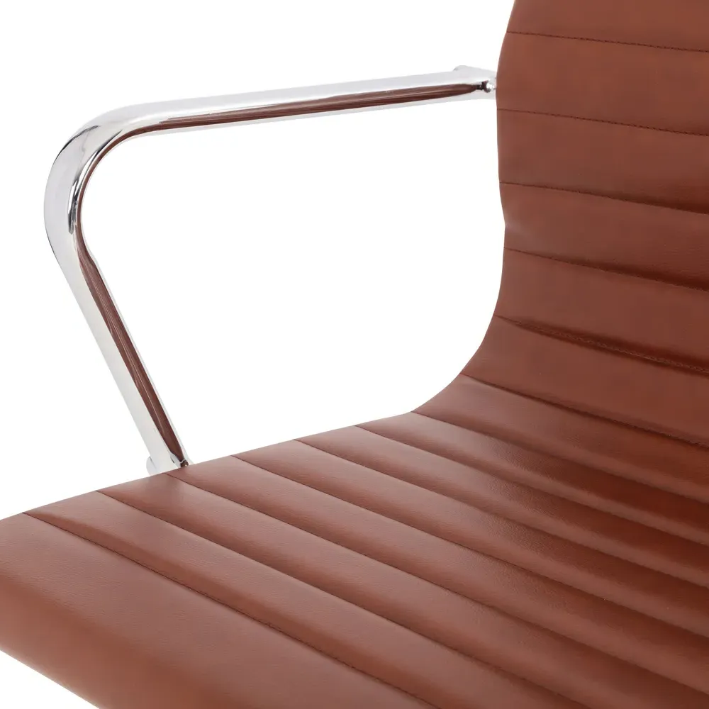 Gio Swivel Office Chair with Adjustable Height - Brown, Faux Leather