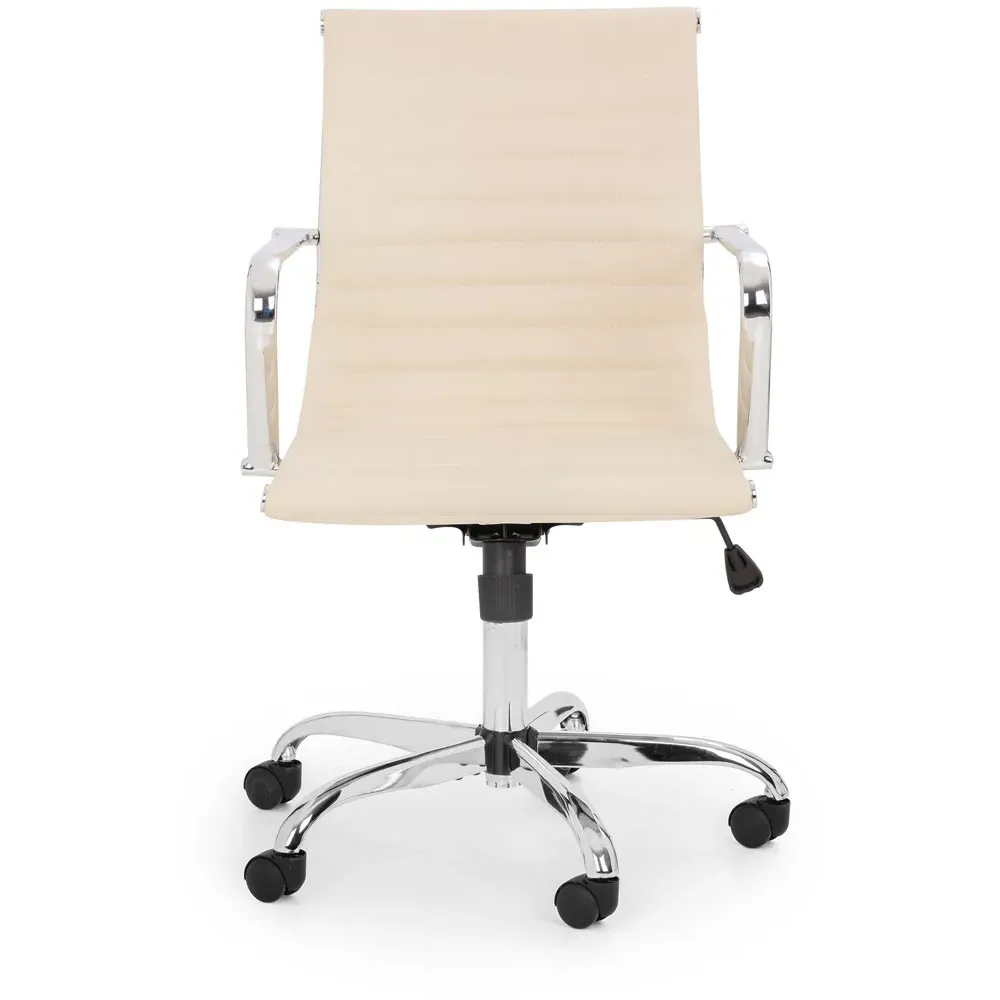 Gio Swivel Office Chair with Adjustable Height - Cream, Faux Leather