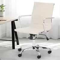 Gio Swivel Office Chair with Adjustable Height - Cream, Faux Leather