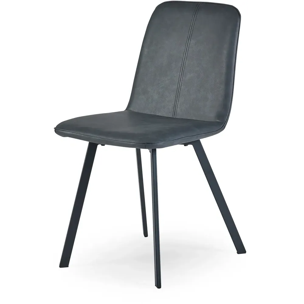 Goya Set of 2 Dining Chairs - Black, Faux Leather