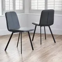 Goya Set of 2 Dining Chairs - Black, Faux Leather
