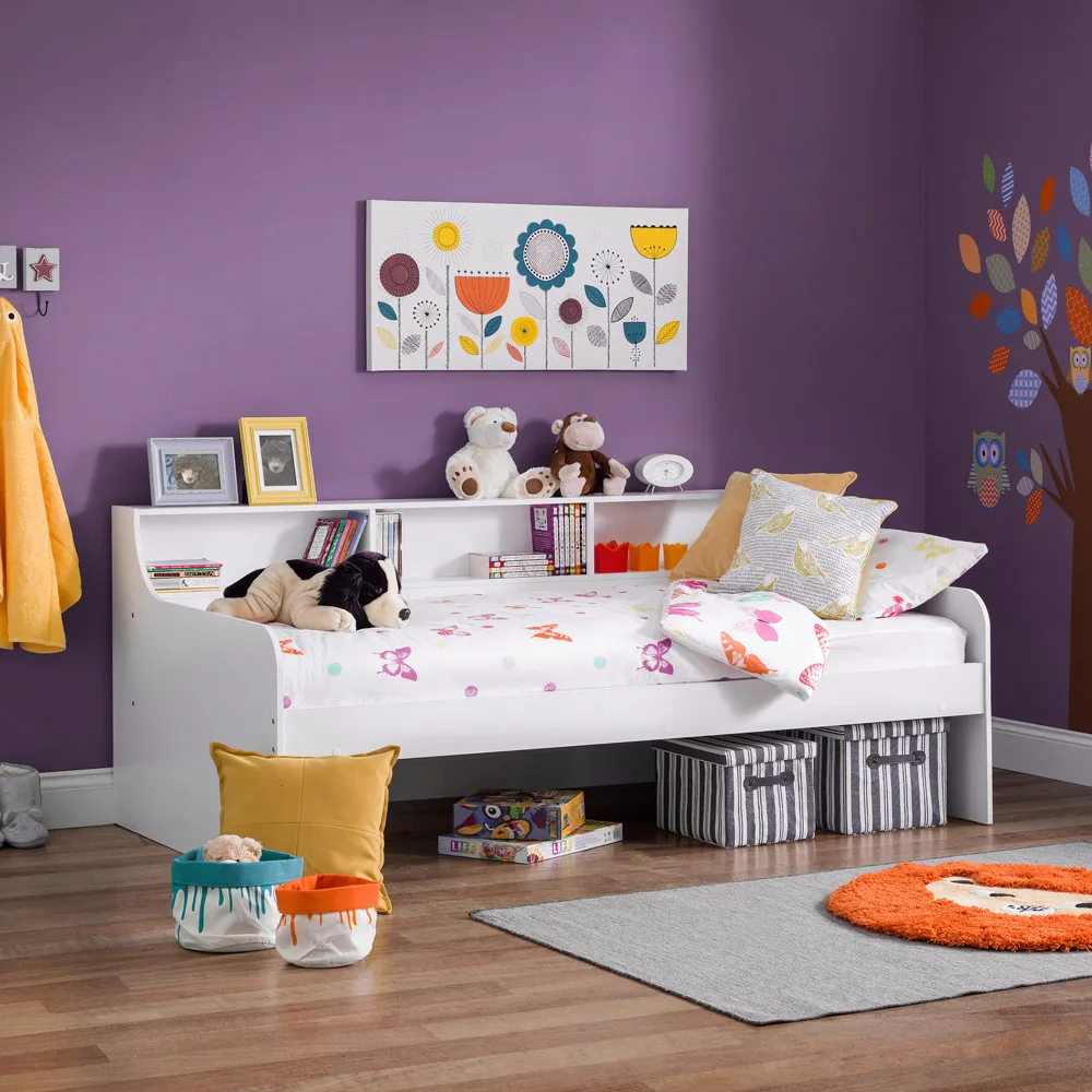 Grace Single Day Bed with Storage - White