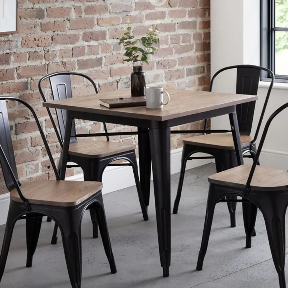 Grafton 4-Seater Square Dining Table - Black, Elm