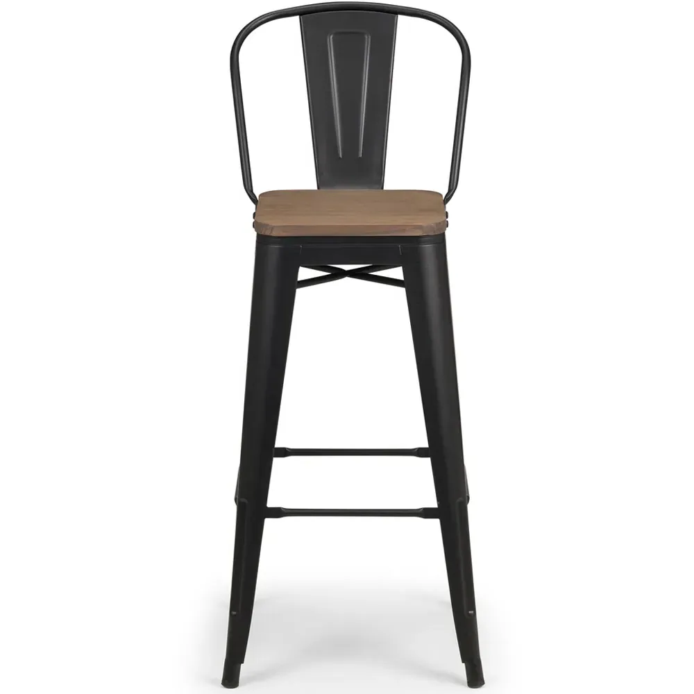 Grafton Bar Stool Set of 2 - Black, Elm Wood