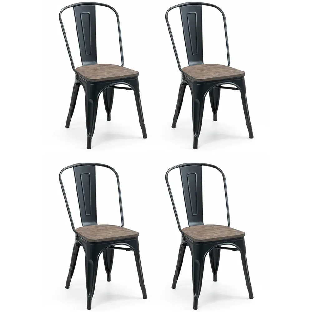 Grafton Set of 4 Dining Chairs - Black, Metal
