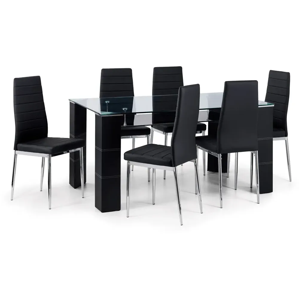 Greenwich 6 Seater Glass Dining Table - Black