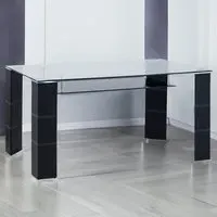 Greenwich 6 Seater Glass Dining Table - Black