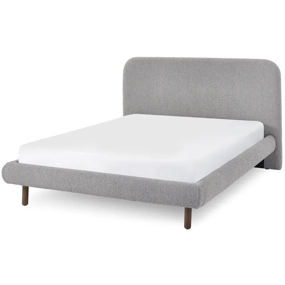 Hannah Double Bed Frame - Grey, Boucle