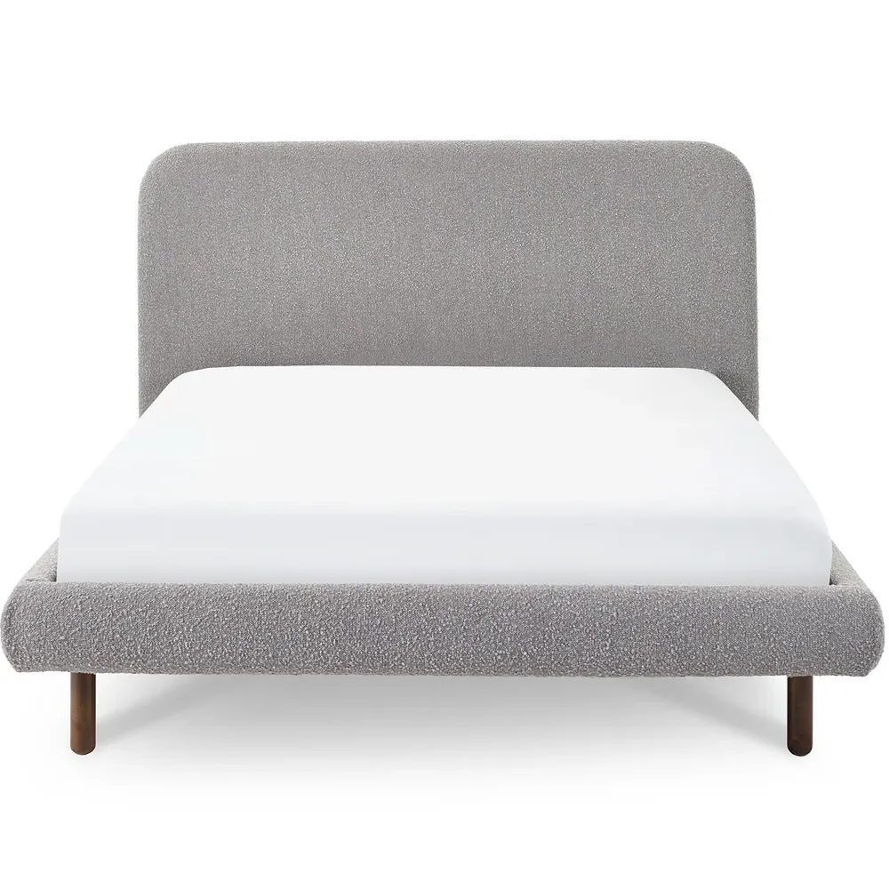 Hannah Double Bed Frame - Grey, Boucle