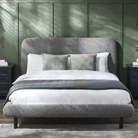 Hannah Double Bed Frame - Grey, Boucle