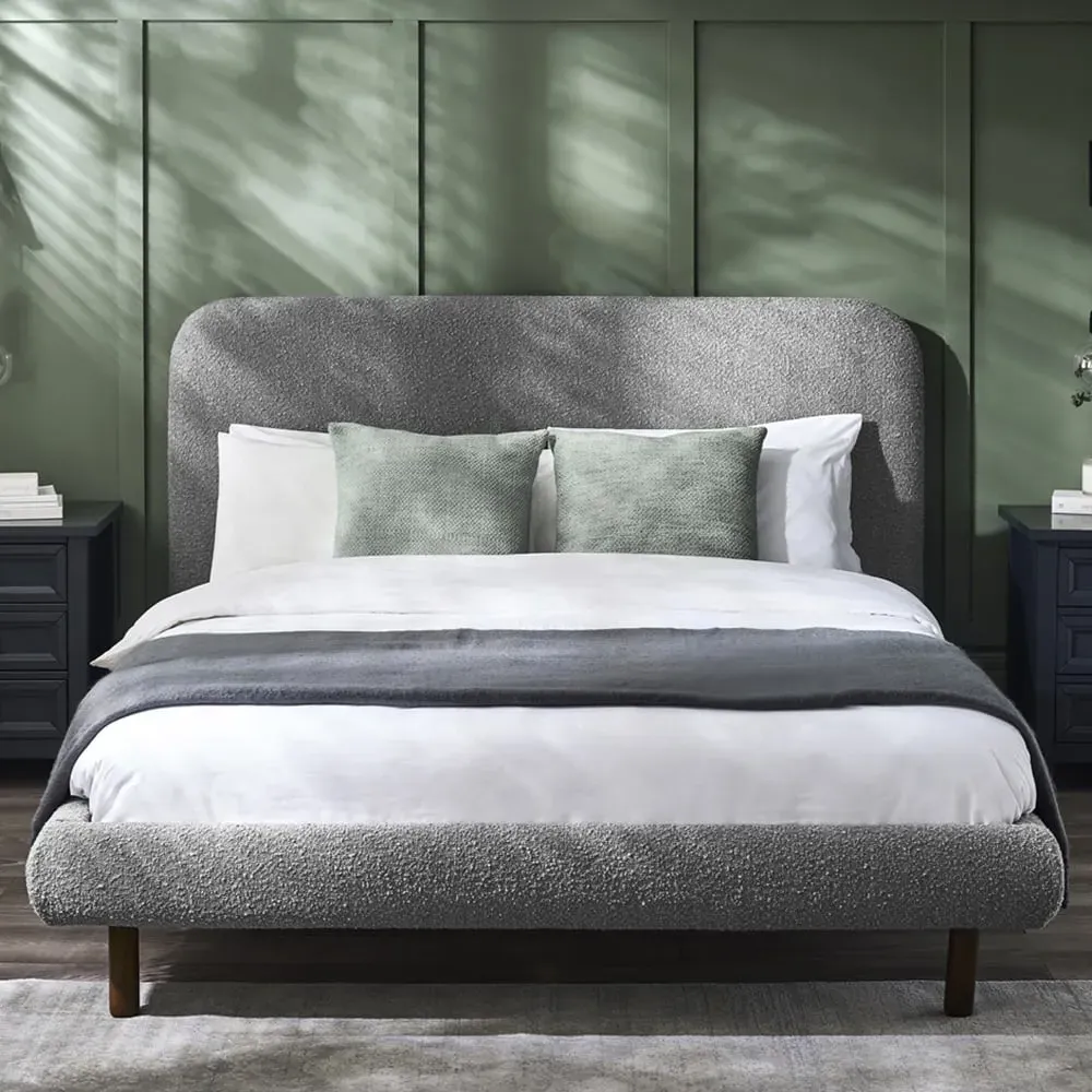 Hannah Double Bed Frame - Grey, Boucle