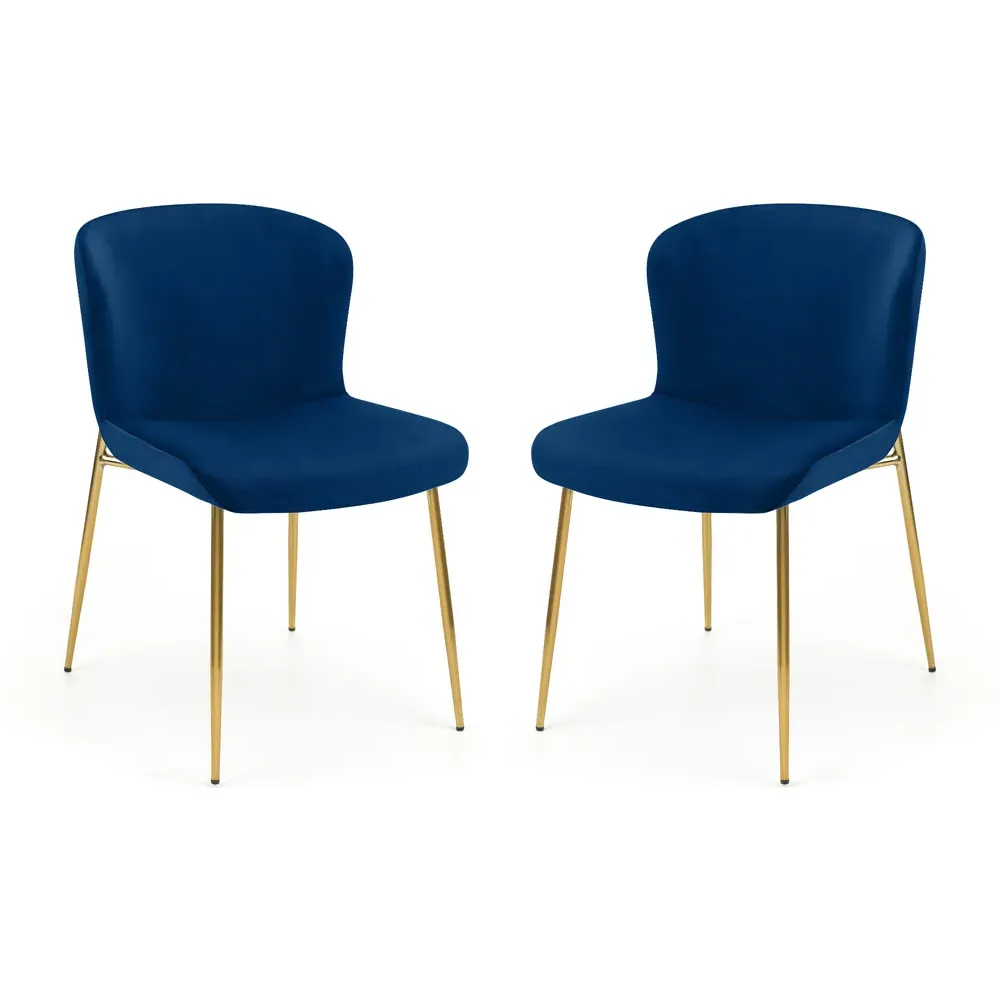 Harper Set of 2 Dining Chairs - Blue, Velvet