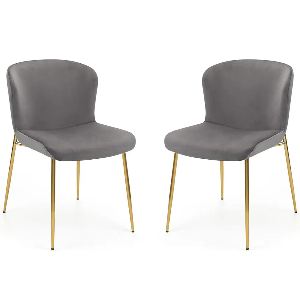 Harper Set of 2 Dining Chairs - Grey, Velvet