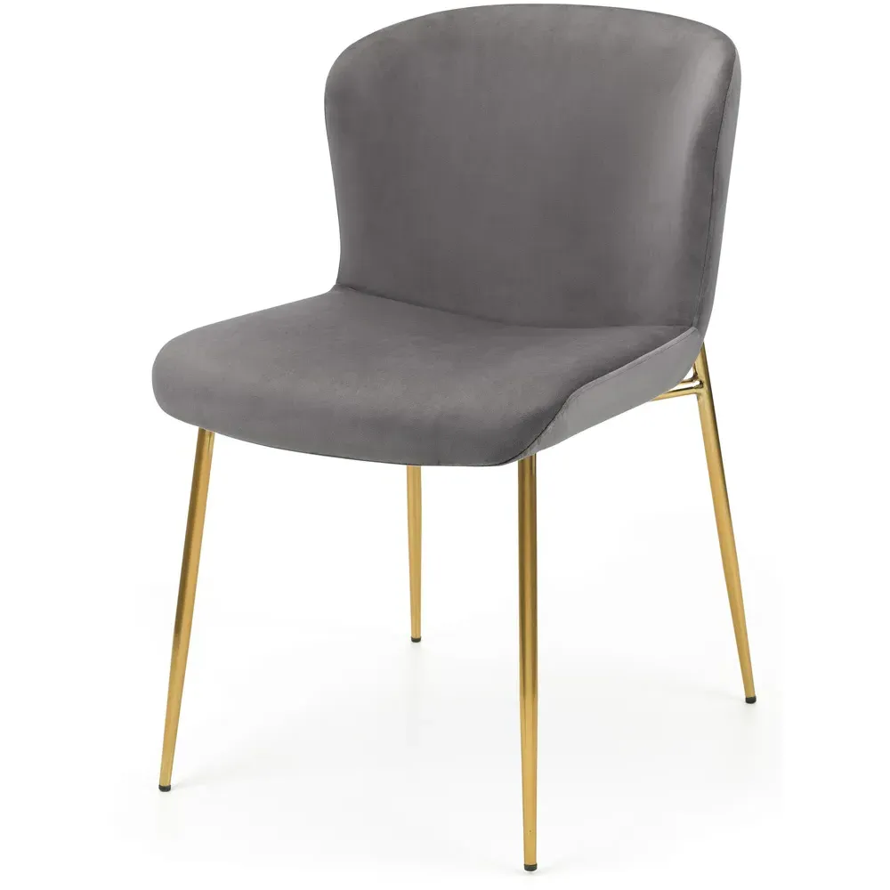 Harper Set of 2 Dining Chairs - Grey, Velvet