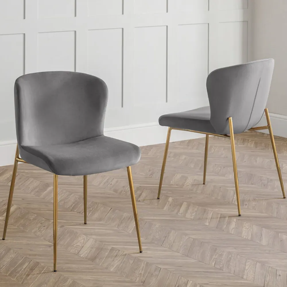 Harper Set of 2 Dining Chairs - Grey, Velvet image