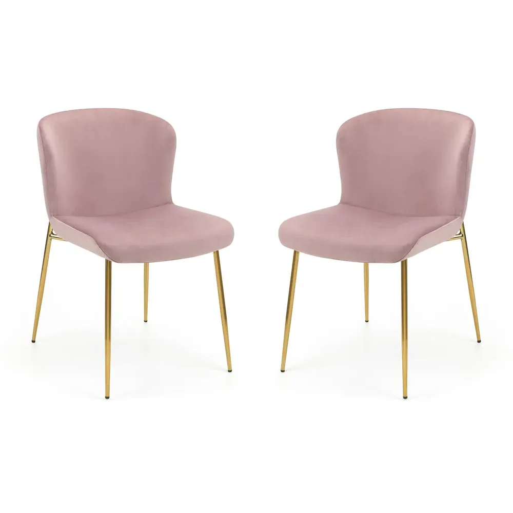 Harper Set of 2 Dining Chairs - Pink, Velvet