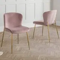 Harper Set of 2 Dining Chairs - Pink, Velvet