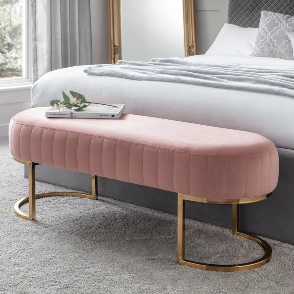Harrogate 2-Seater Bench - Pink, Velvet