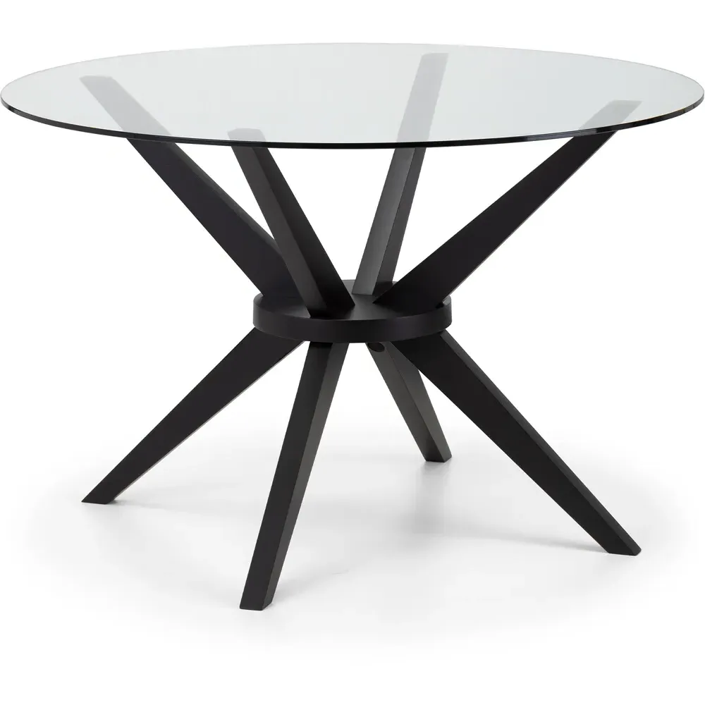 Hayden Round Glass Table - Black, Beech