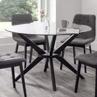 Hayden Round Glass Table - Black, Beech