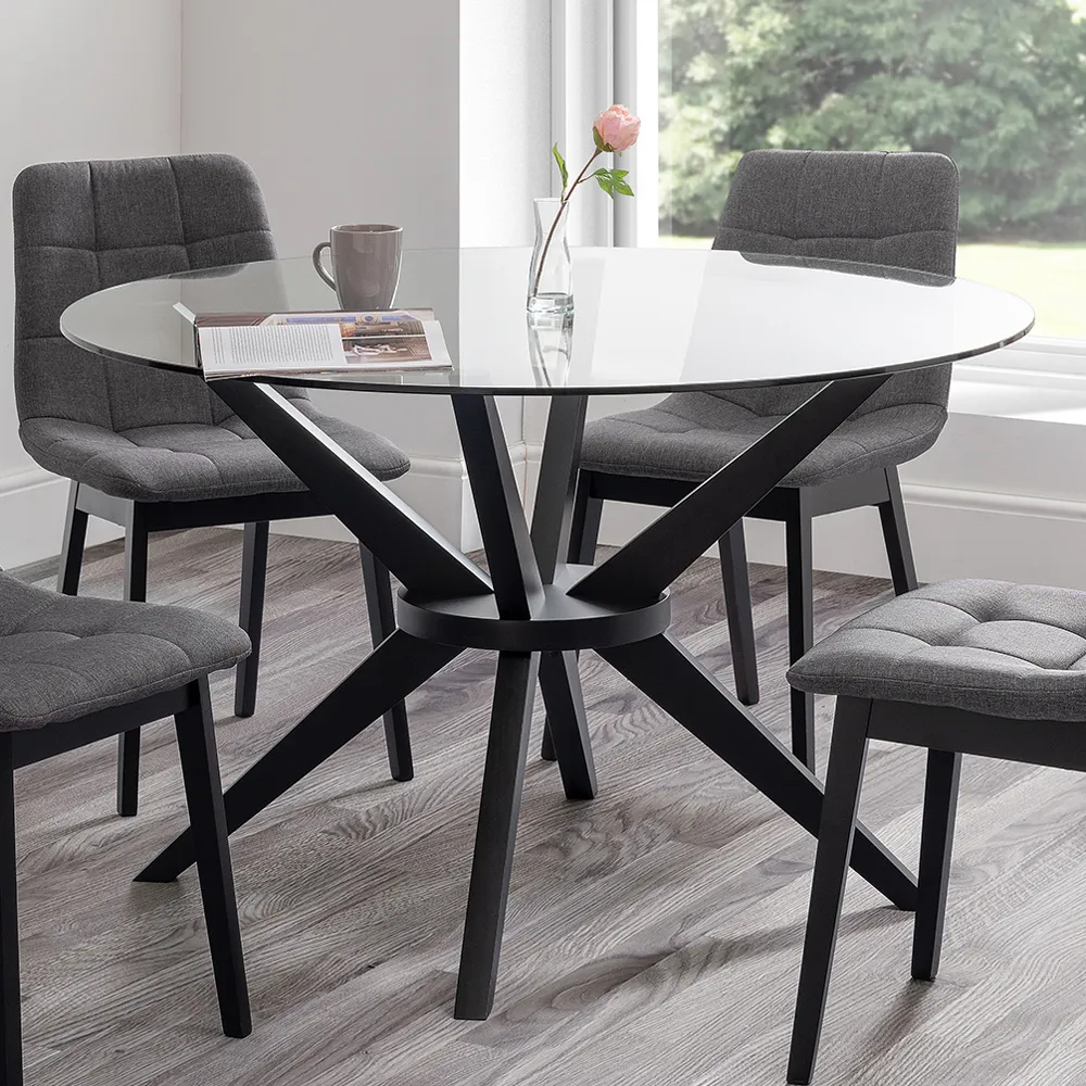 Hayden Round Glass Table - Black, Beech image