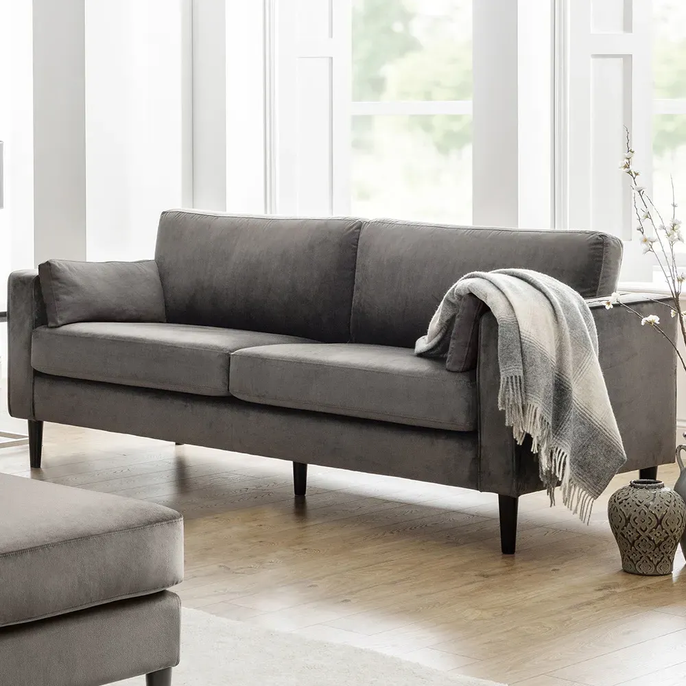 Hayward 3-Seater Grand Sofa - Grey, Velvet