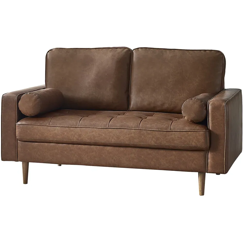 Henley 2-Seater Sofa with Bolsters - Brown, Faux Leather