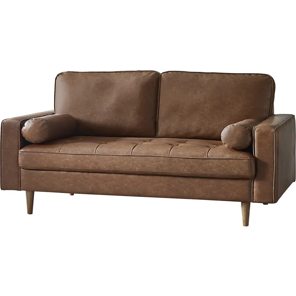 Henley 3-Seater Sofa with Bolsters - Brown, Faux Leather