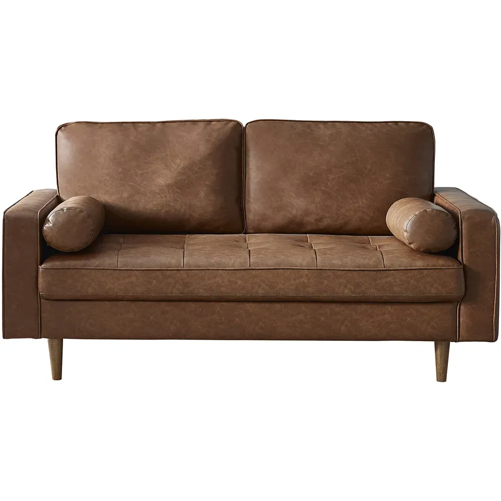 Henley 3-Seater Sofa with Bolsters - Brown, Faux Leather