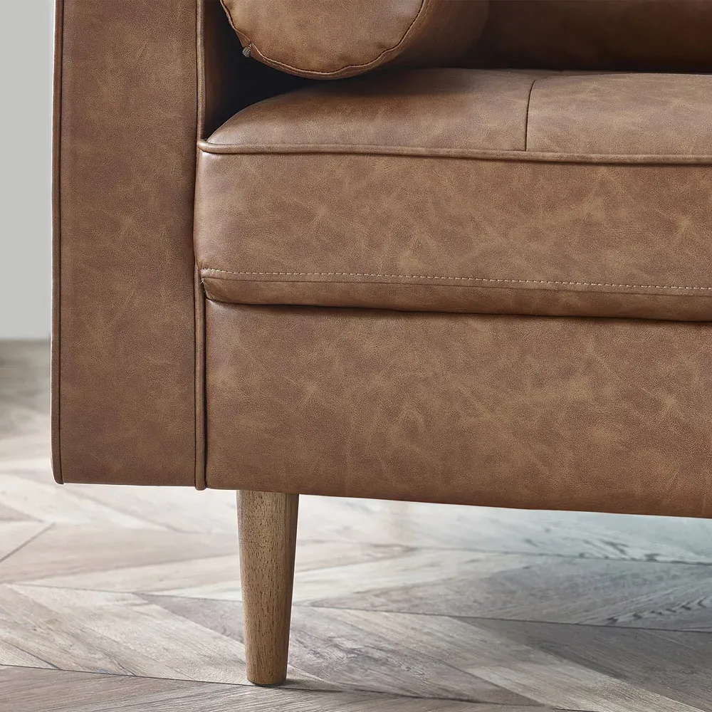 Henley 3-Seater Sofa with Bolsters - Brown, Faux Leather