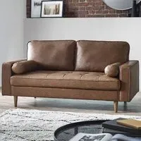 Henley 3-Seater Sofa with Bolsters - Brown, Faux Leather