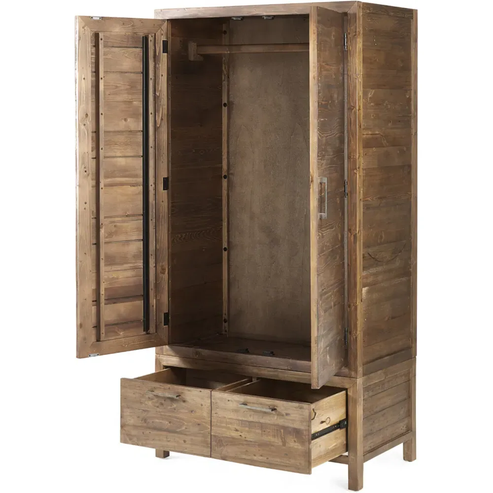 Heritage 2 Door 2 Drawer Wardrobe - Brown