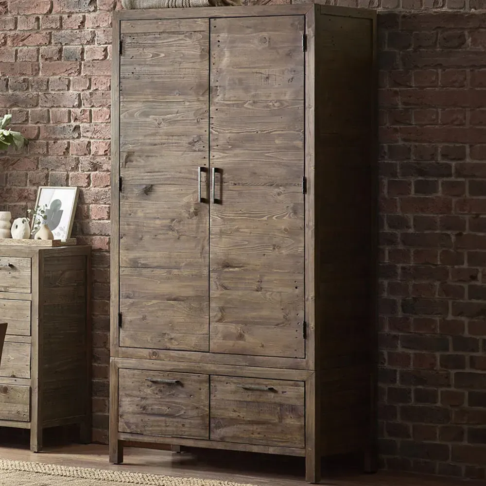 Heritage 2 Door 2 Drawer Wardrobe - Brown