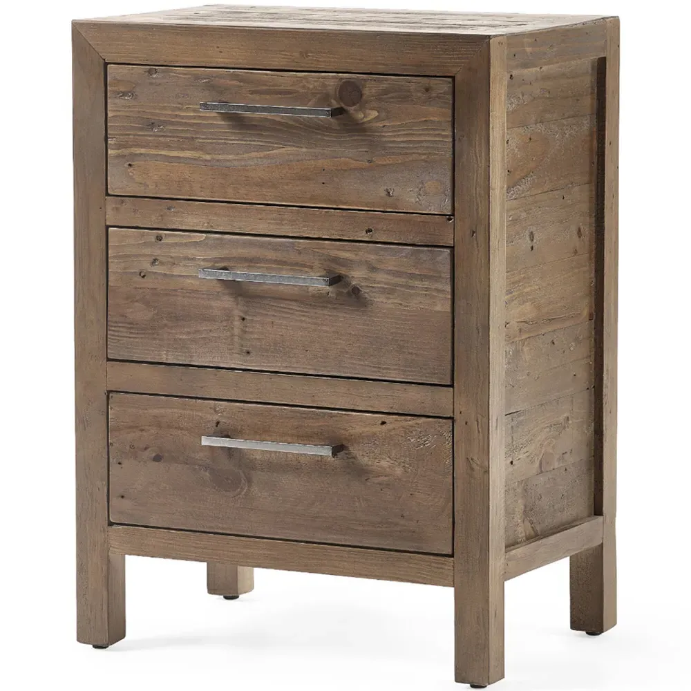 Heritage 3 Drawer Bedside Table - Brown, Wood