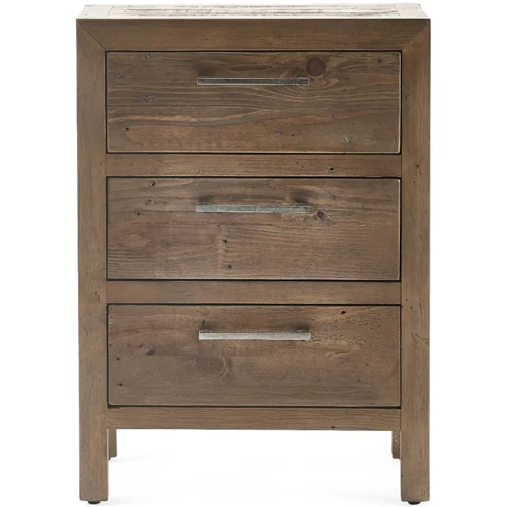 Heritage 3 Drawer Bedside Table - Brown, Wood