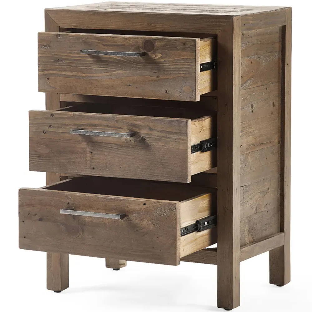 Heritage 3 Drawer Bedside Table - Brown, Wood