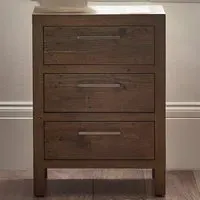 Heritage 3 Drawer Bedside Table - Brown, Wood