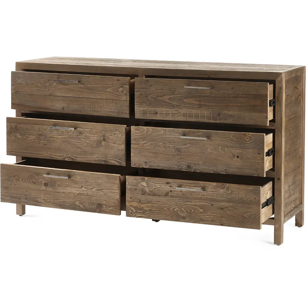 Heritage 6 Drawer Wide Chest of Drawers - Brown